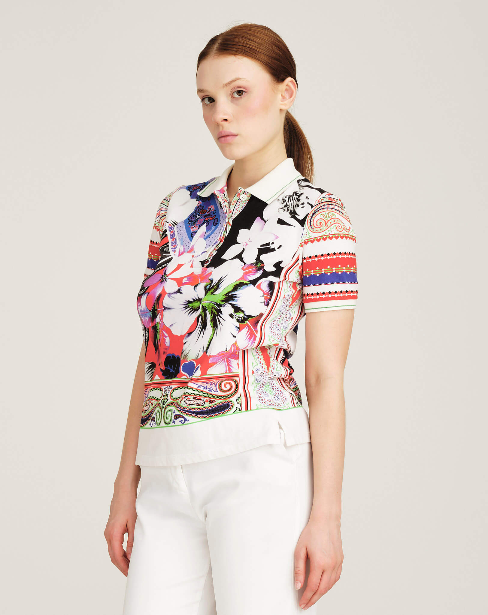 Etro- White Iconic Print Polo Tshirt IT40